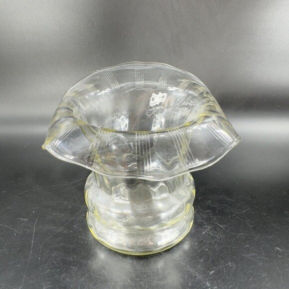Antique Jack In The Pulpit Vase Bowl Transparent Light Yellow Glass Vintage Vase - Picture 11 of 13